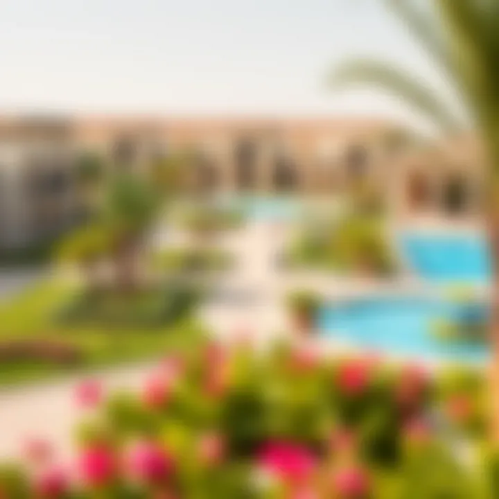 Community amenities at Al Falaj Villas featuring lush gardens and recreational areas