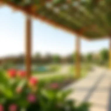 A scenic view highlighting the greenery and recreational spaces in Al Furjan Club