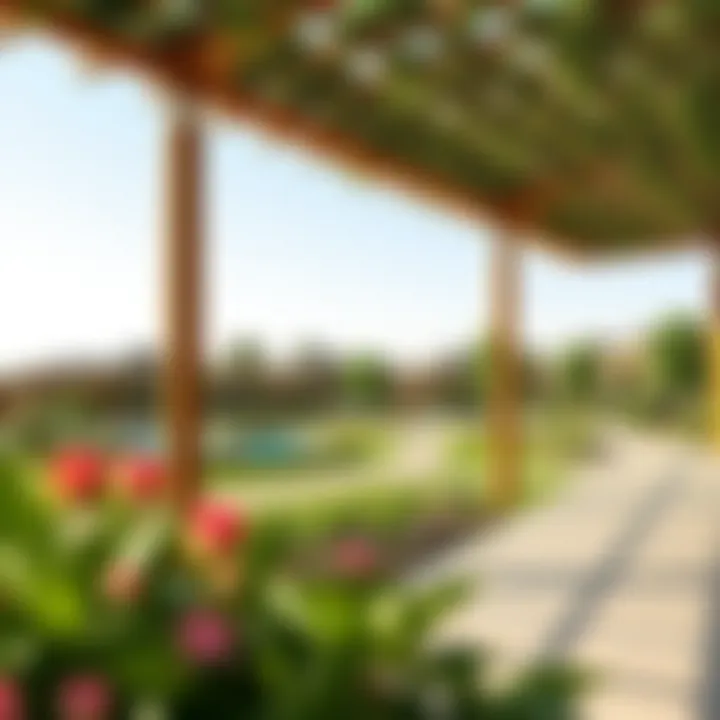 A scenic view highlighting the greenery and recreational spaces in Al Furjan Club