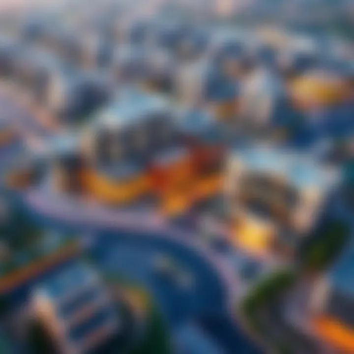 Aerial view of Al Mirdif Avenue showcasing its vibrant community and commercial spaces