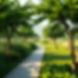 Lush greenery and walking paths in Al Uraibi Park