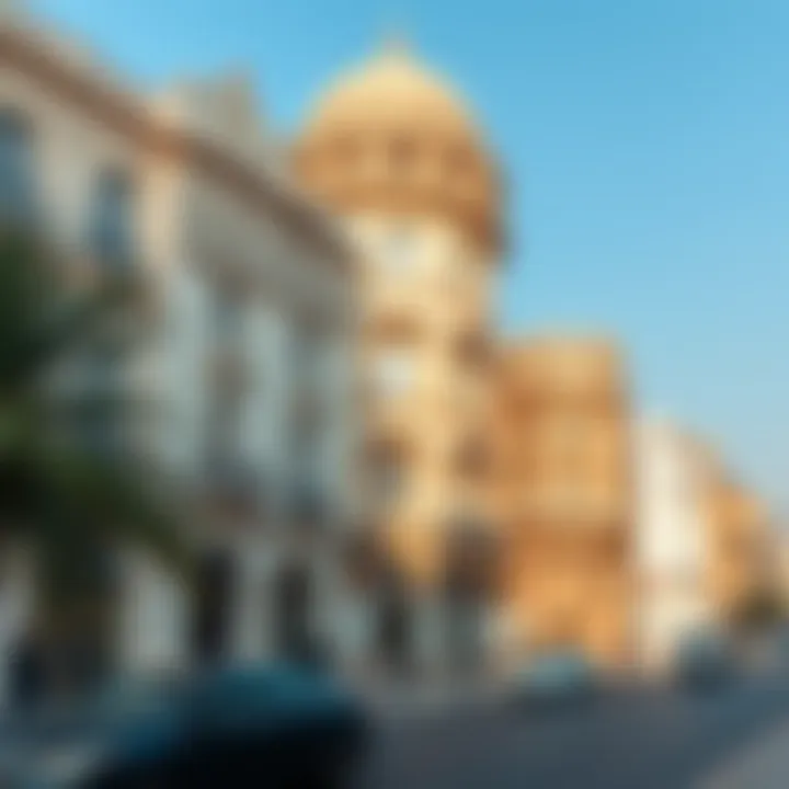 Historical buildings on City Avenue reflecting Dubai's cultural heritage