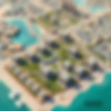 An aerial view of the strategic location of Azizi Vista highlighting nearby landmarks and amenities.