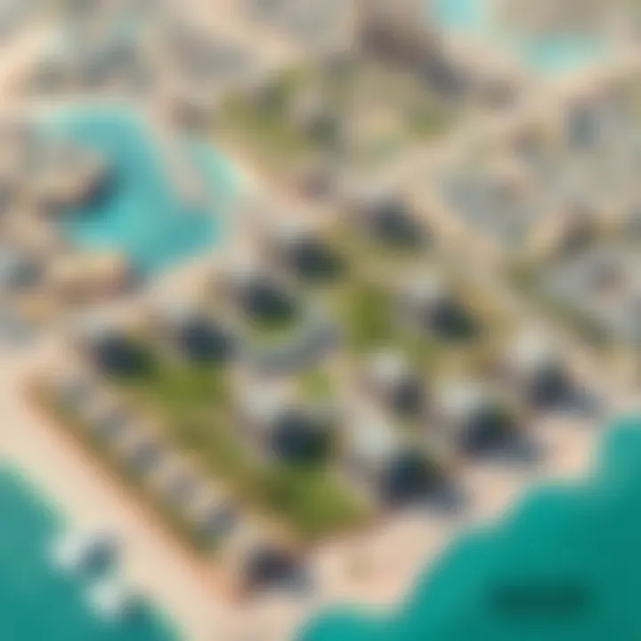 An aerial view of the strategic location of Azizi Vista highlighting nearby landmarks and amenities.