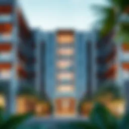 A stunning view of Azizi Vista's architectural facade showcasing modern design elements.