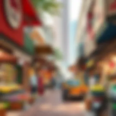 Vibrant Marketplace on Baniyas Road Bustling marketplace along Baniyas Road filled with diverse goods