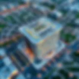 Aerial view of Bayan Business Center showcasing its modern architecture