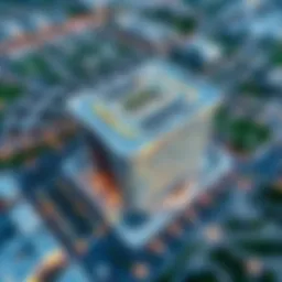 Aerial view of Bayan Business Center showcasing its modern architecture