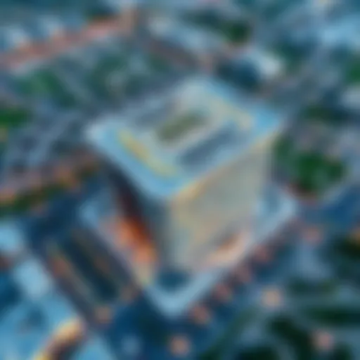 Aerial view of Bayan Business Center showcasing its modern architecture