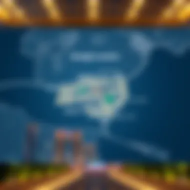 Map highlighting the strategic location of Bayan Business Center in Dubai