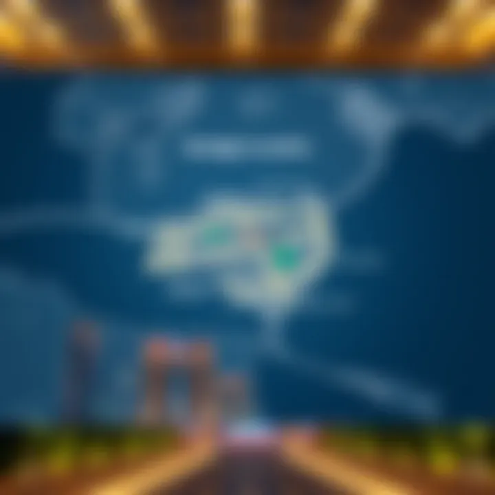 Map highlighting the strategic location of Bayan Business Center in Dubai