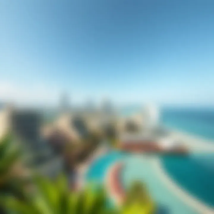 Panoramic view of the Dubai coastline featuring beach mansions
