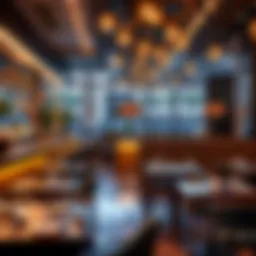 Stylish bar interior showcasing modern design and cozy seating