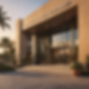 Damac Hills Mall Entrance at Sunset Exterior entrance of Damac Hills Mall during sunset