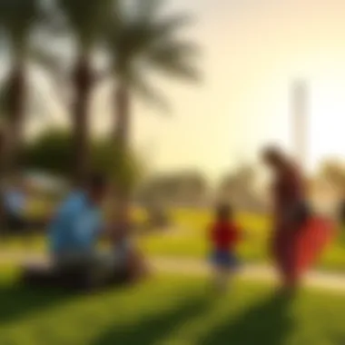 Family enjoying a park in Dubai Silicon Oasis