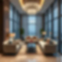 Luxurious seating area in the Dubai Business Lounge