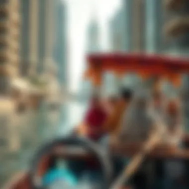 Passengers enjoying a ride on an abra