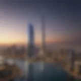 A panoramic view of Dubai Creek Tower against the skyline