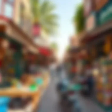 Vibrant local market in Rashidiya with various shops and stalls