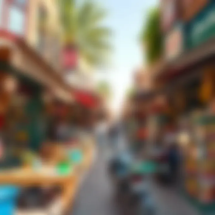 Vibrant local market in Rashidiya with various shops and stalls