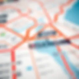 Detailed view of the Dubai RTA Metro Map highlighting key stations