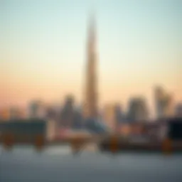 A stunning view of the Burj Khalifa towering over the Dubai skyline.