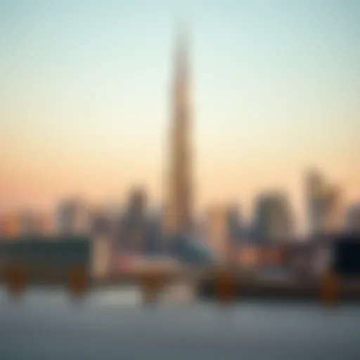 A stunning view of the Burj Khalifa towering over the Dubai skyline.