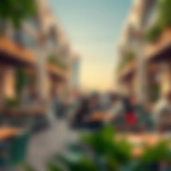 Vibrant dining scene in ادريس بوليفارد featuring various cuisines