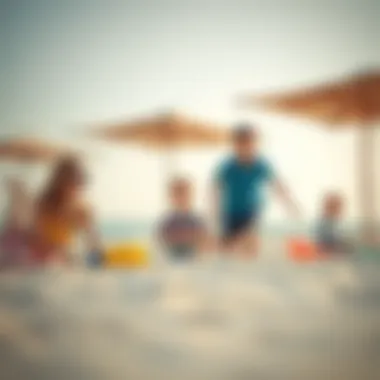 A family enjoying recreational activities at a Dubai beach