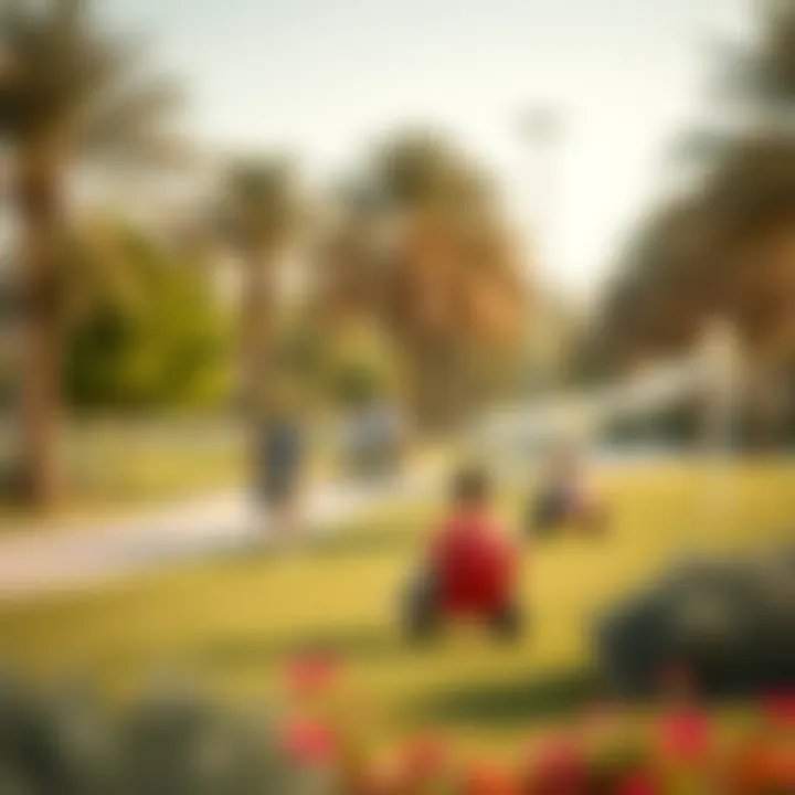 Community Park in Al Quoz 4 Community park in Al Quoz 4 with families enjoying leisure time