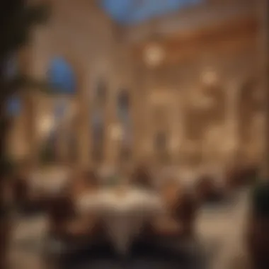 Elegant Iftar Dining Venue An elegant dining venue with festive decorations for iftar