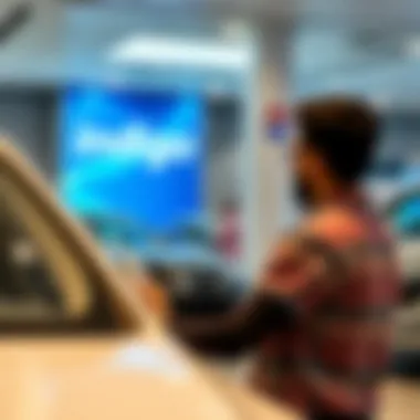 Customer Experience at Indigo Car Rental Customer reviewing rental options at Indigo Car Rental office
