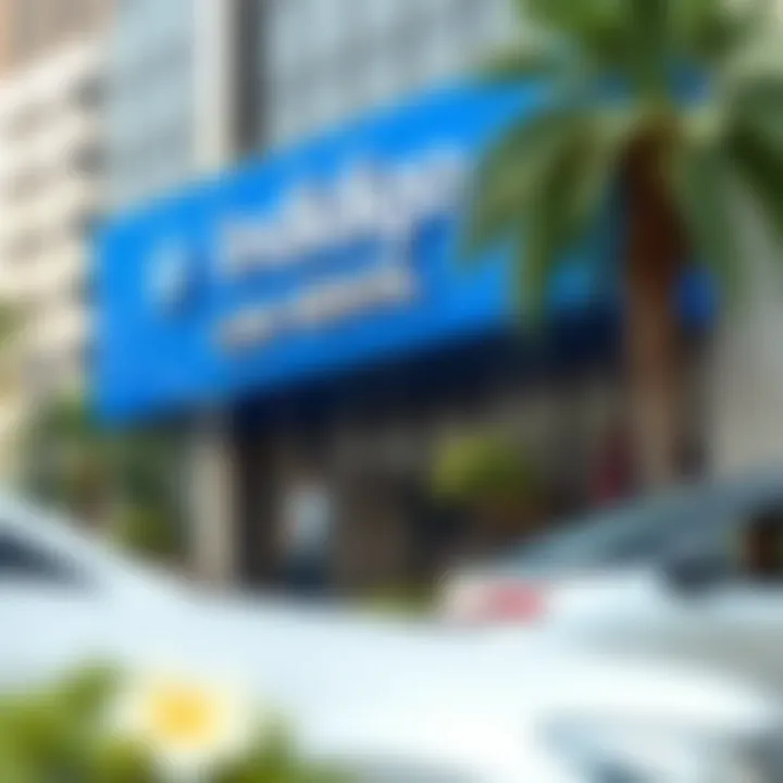 Indigo Car Rental Signage Signage of Indigo Car Rental highlighting its location in Jumeirah Lake Towers