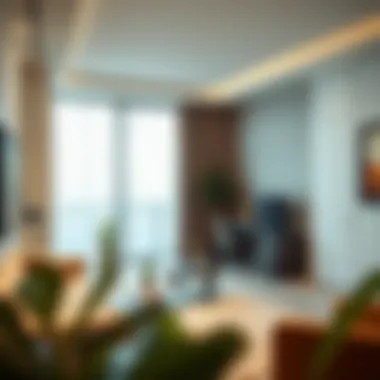 Cozy studio living space decorated for optimal comfort