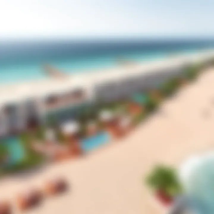 Aerial View of La Mer Beach Club Aerial view of La Mer Beach Club showcasing its vibrant beachfront and facilities