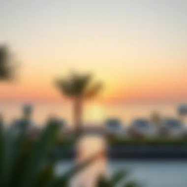 Sunset at La Mer Beach Club Sunset view over the beach at La Mer Beach Club highlighting its picturesque setting