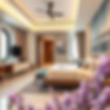 Spacious guest room in Lavender Hotel Al Nahda featuring contemporary design.