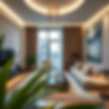 Interior design of a modern luxury apartment in a high-end Dubai neighborhood