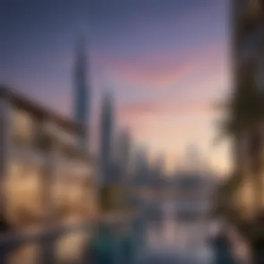 Luxury Properties Against a Dazzling Dubai Skyline Stunning skyline of Dubai showcasing luxury properties