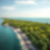 Aerial view showcasing the lush mangroves along the coastline of the UAE.