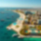 Aerial view of Marina JBR Beach showcasing its stunning coastline
