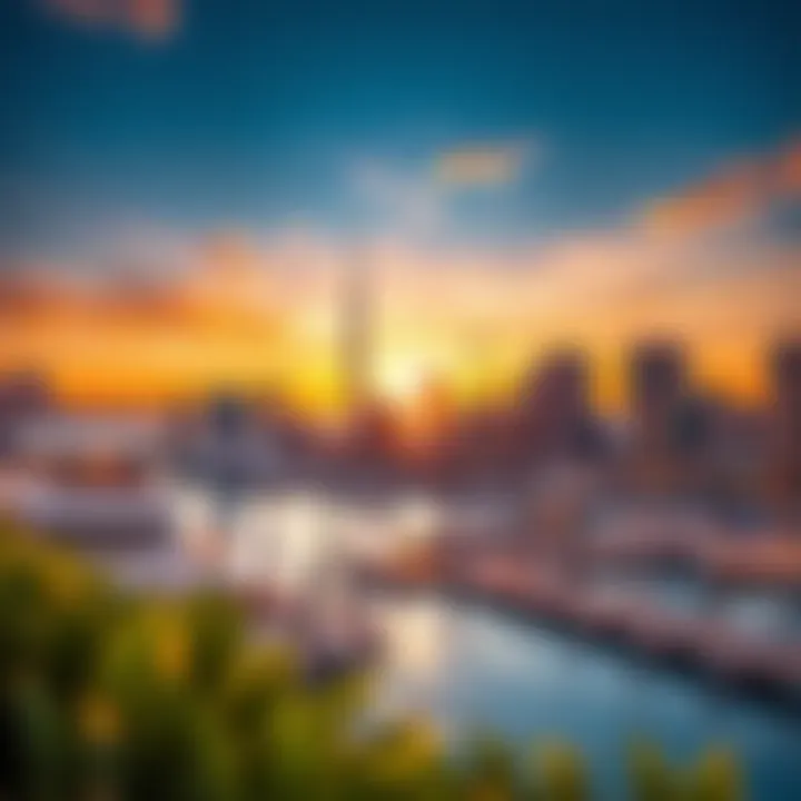 Vibrant sunset view over the Marina JBR Beach skyline