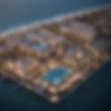 Aerial view of Mina Rashid showcasing luxury waterfront residences