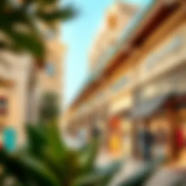 Vibrant shopping scene in Mirdif with various stores and boutiques