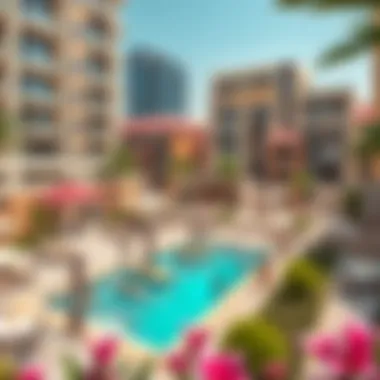 Community amenities surrounding Mizin Tower, emphasizing urban living