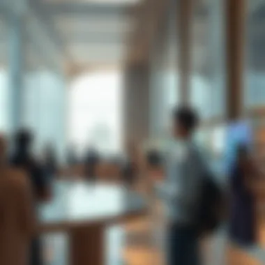 Visitors engaging with digital resources and interactive installations