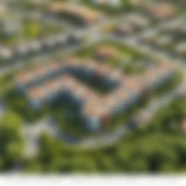 Aerial Perspective of Mulberry Development Aerial view of Mulberry development at Dubai Hills highlighting lush greenery