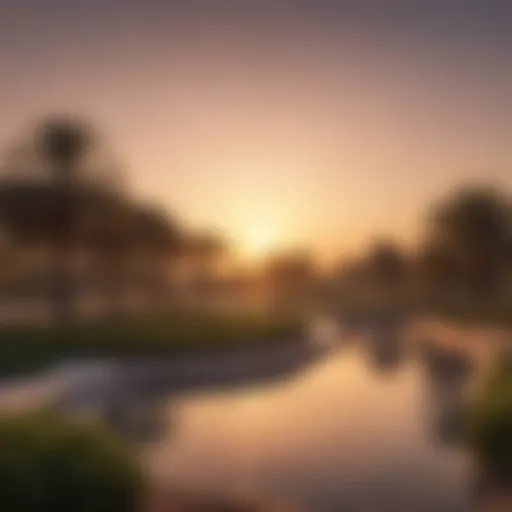 Stunning landscape view of Muwaileh Park during sunset