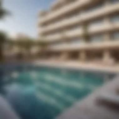 Amenities in a one-bedroom apartment complex in Al Qusais