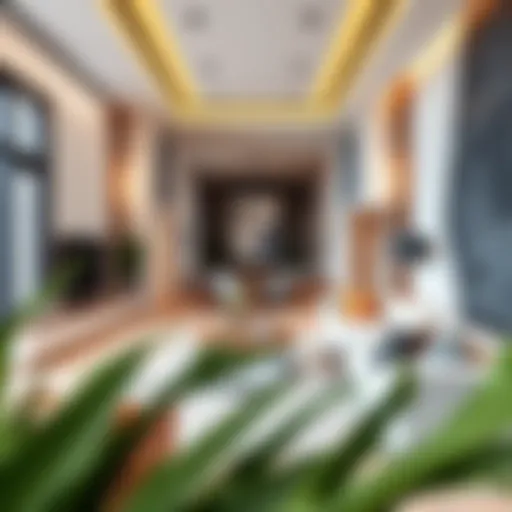 Modern living room interior of a one-bedroom apartment in Silicon Oasis